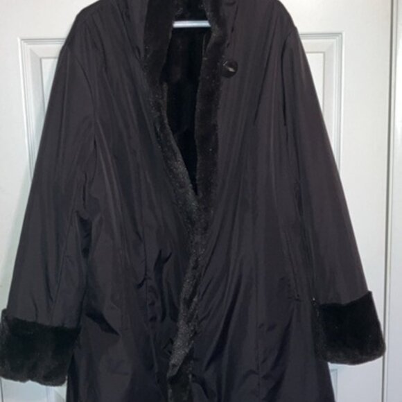 Dennis Basso Women Faux Fur Reversible Coat – Chocolate Brown – Size 3X – Hooded - Picture 7 of 8